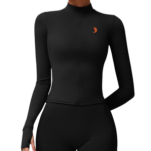 Soulful Baddie long-sleeved black workout top – breathable women’s activewear for layering during gym sessions, running, or casual athleisure wear.